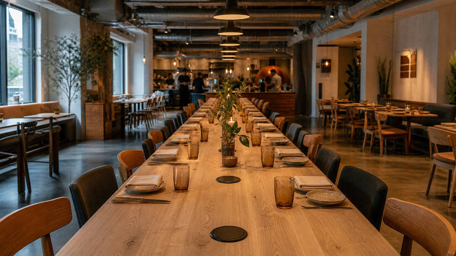 Restaurant Communal Table Design: Seating, Lighting, Power, and Service