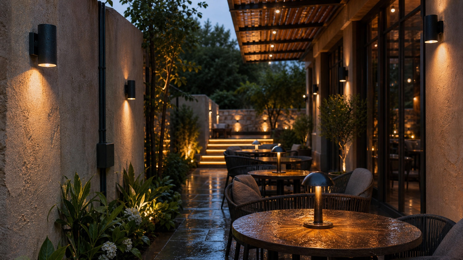 Restaurant Patio Lighting: Weather, Glare, Power, Insects, and Maintenance