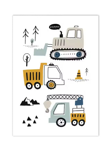 Excavator Canvas Art Poster Decoration Painting — view 3