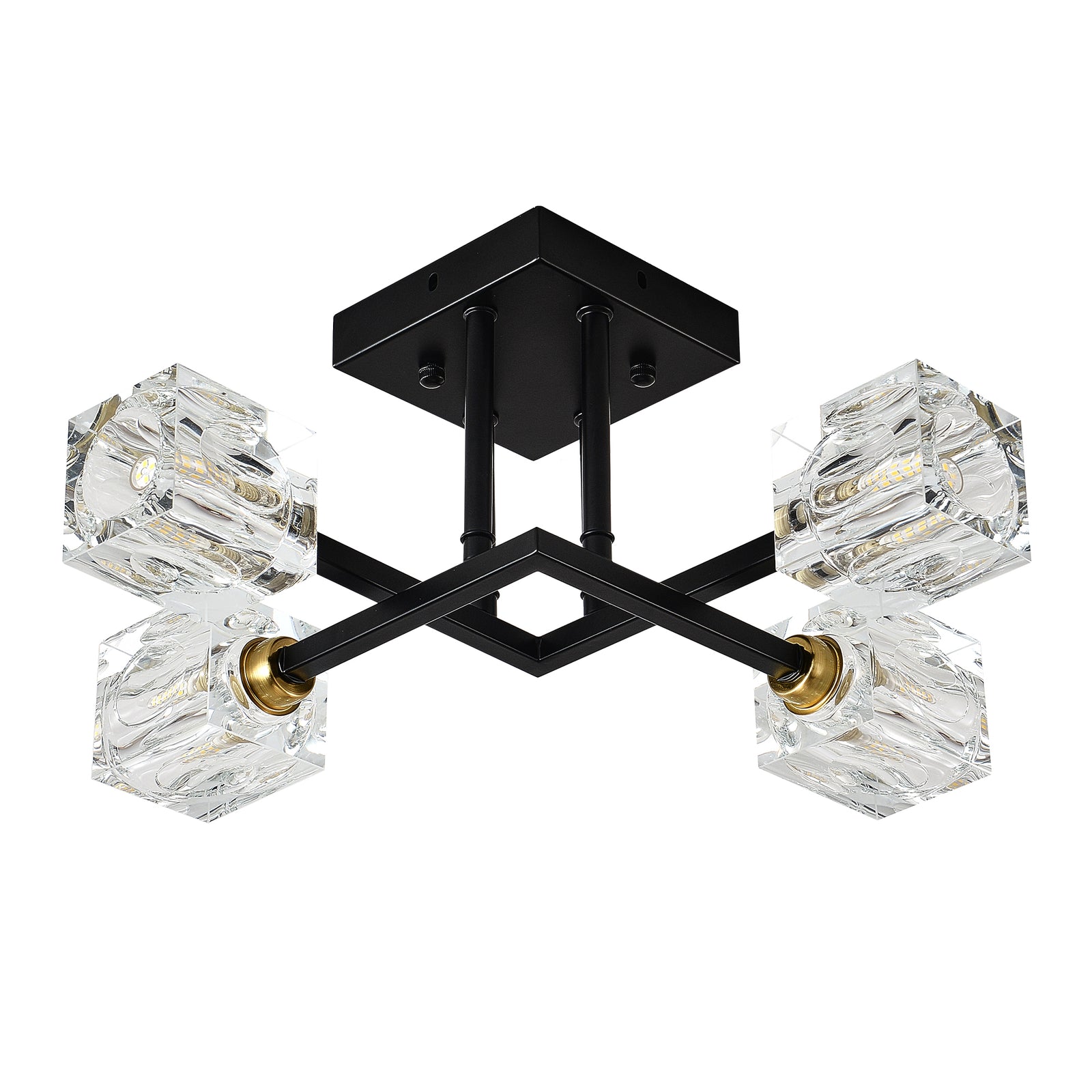 Matte Black 4-Light Crystal Ceiling Fixture for Restaurant Dining Rooms — view 6