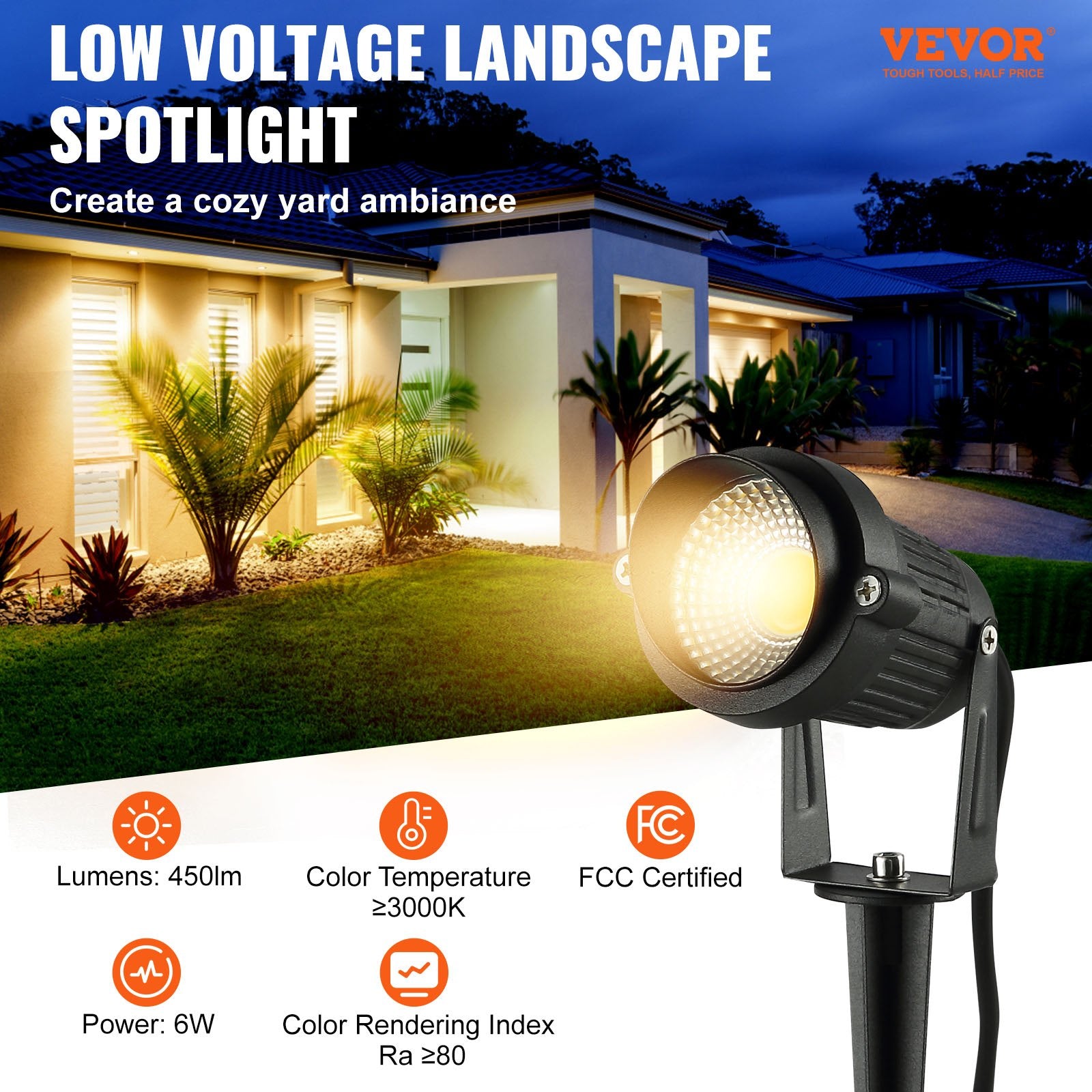 12-Pack Low-Voltage Warm-White Landscape Spotlights — Restaurant Pathway — view 4