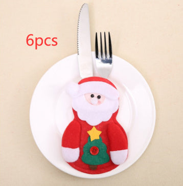 Christmas Decoration Restaurant Hotel Layout Pocket Fork Knife Cutlery Holder Santa Claus Fork Knife Gloves Bag Table Decor — view 7