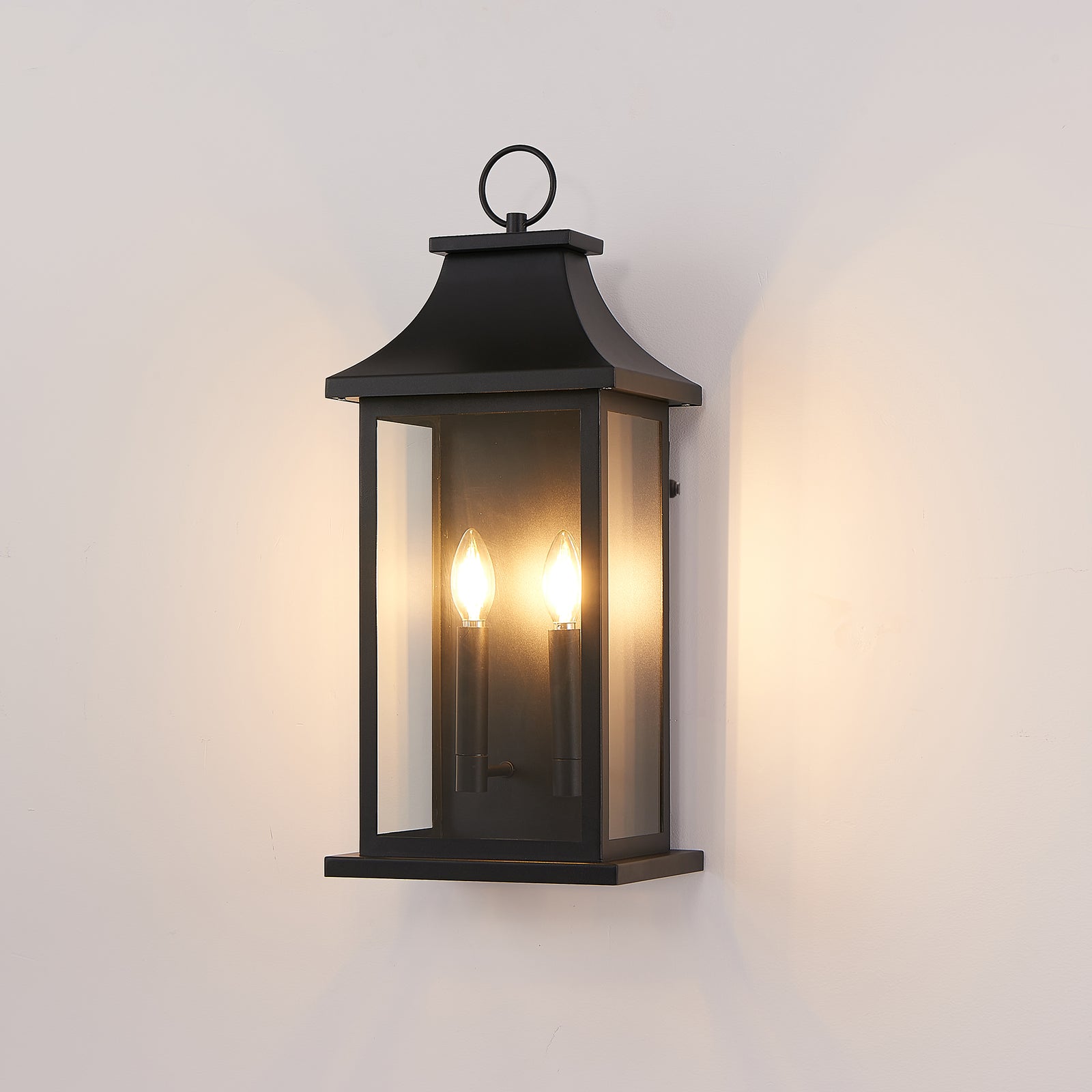 22-Inch Dusk-to-Dawn 2-Light Black Outdoor Lantern for Restaurant Patios — view 7