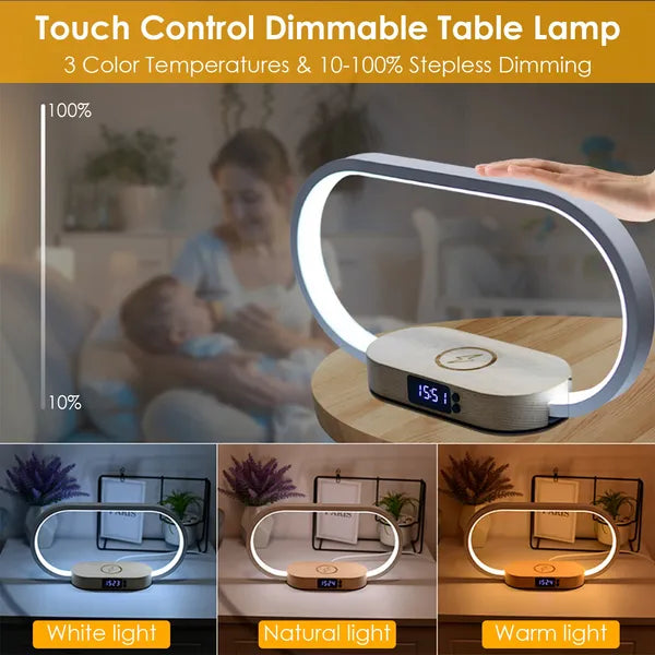 Table Lamp with Wireless Charging & Clock — Restaurant Host Stand Accent — view 5