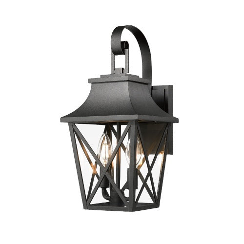 Black Aluminium Outdoor Wall Light — 2-Light Restaurant Patio Fixture — view 9