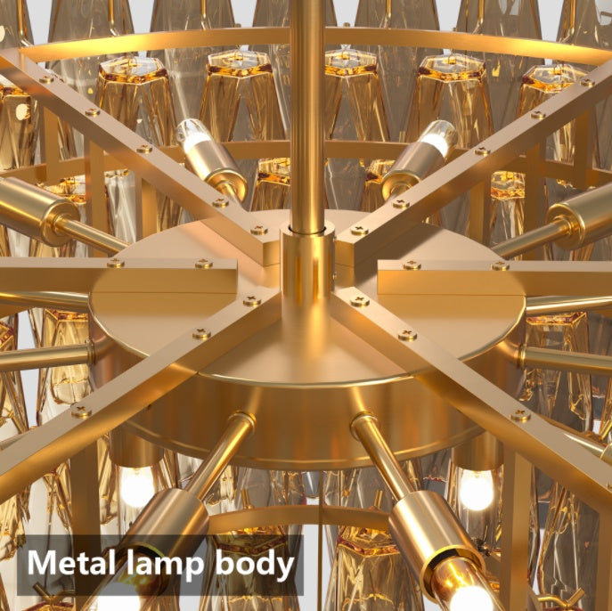 37-Inch 14-Light Gold Smoke-Glass Chandelier for Restaurant Dining Rooms and Hotel Lobbies — view 5