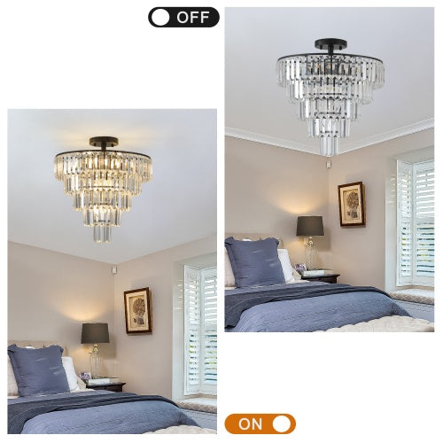 Large Contemporary Black Crystal Chandelier for Restaurant Dining Rooms — view 7