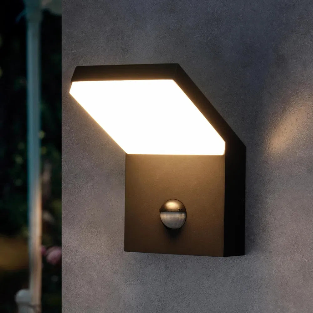 Matte Black Motion-Sensor Wall Light — Restaurant Patio & Entry — view 6