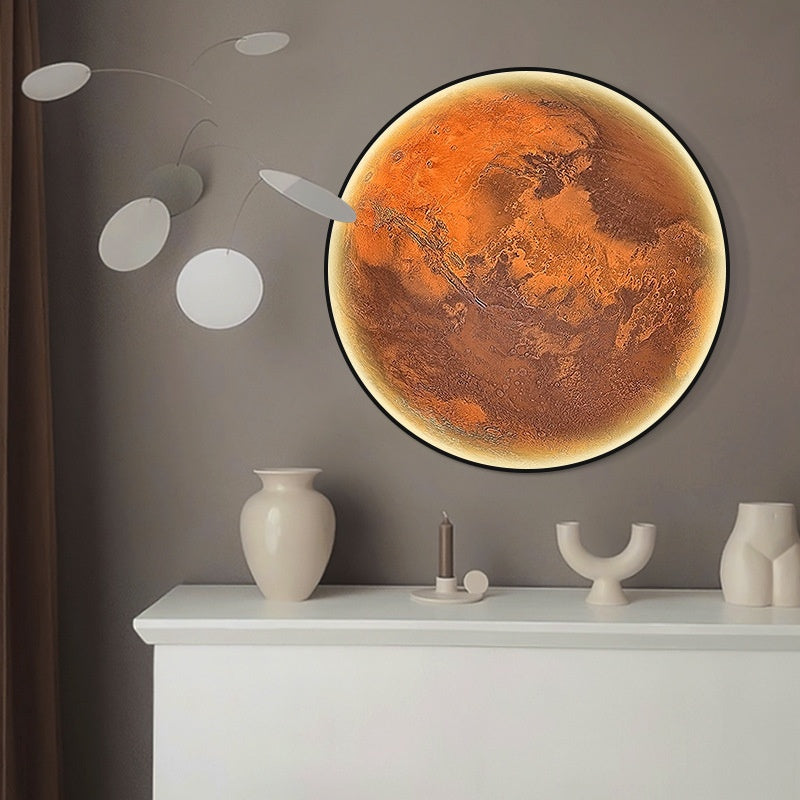 Round LED Light Decorative Painting Restaurant Wall Painting — view 4