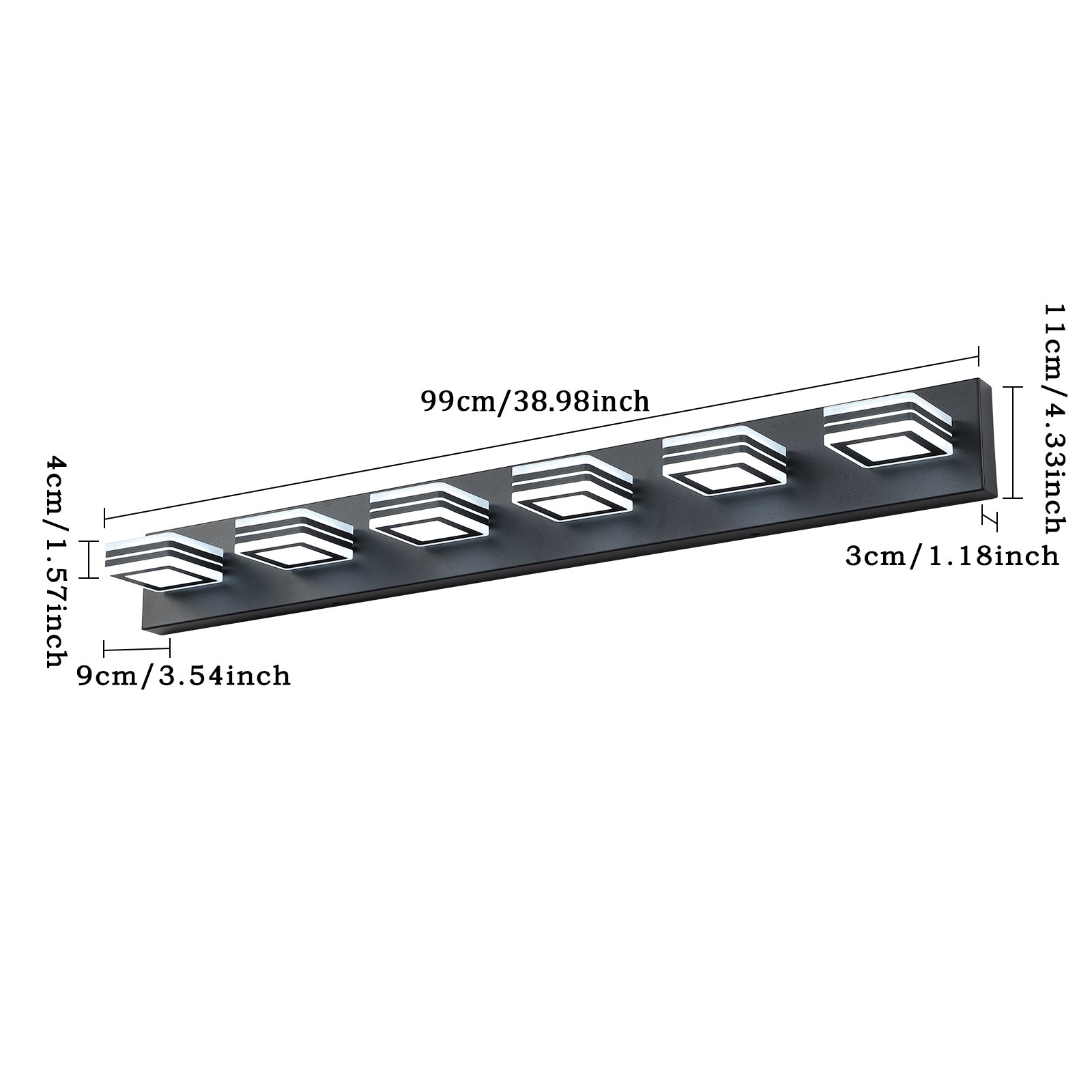 39-Inch Black 6-Light LED Vanity Fixture for Restaurant Restrooms and Mirrors — view 11