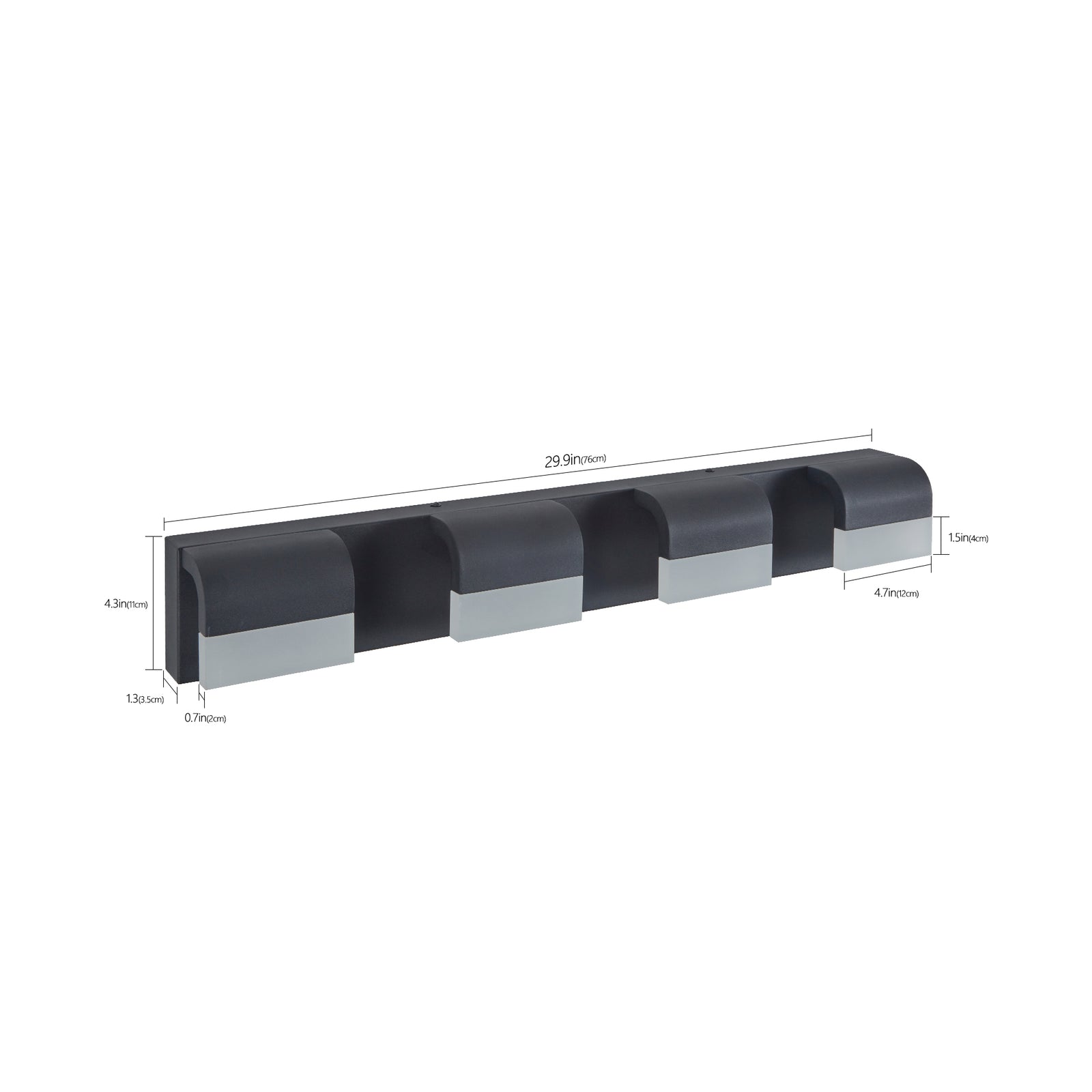 Matte Black 4-Light Acrylic Vanity — Restaurant Washroom — view 3
