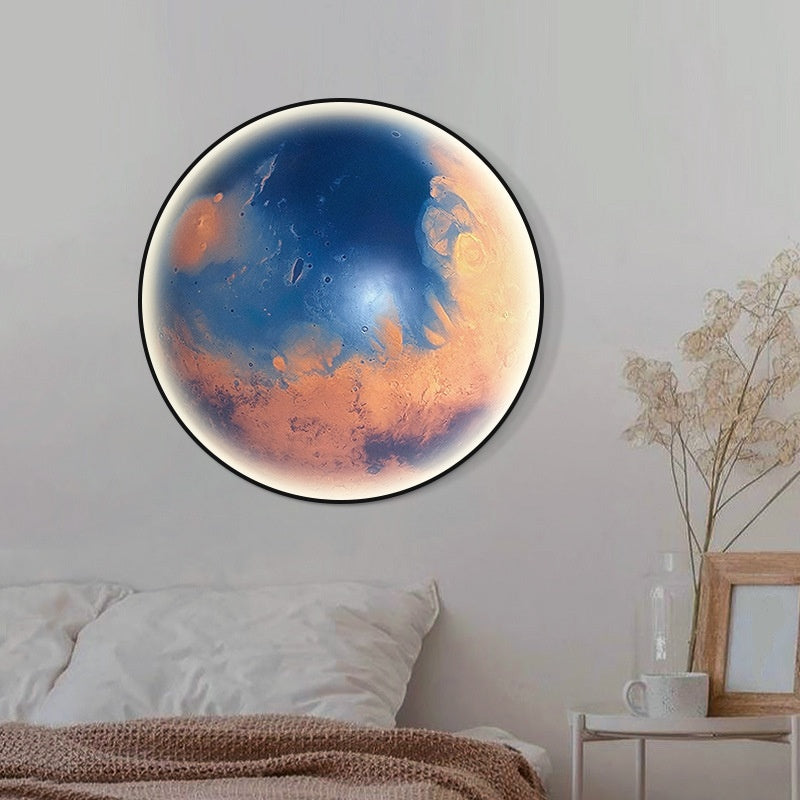 Round LED Light Decorative Painting Restaurant Wall Painting — view 2