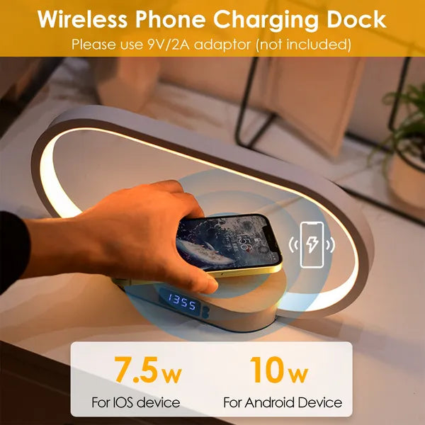 Table Lamp with Wireless Charging & Clock — Restaurant Host Stand Accent — view 2