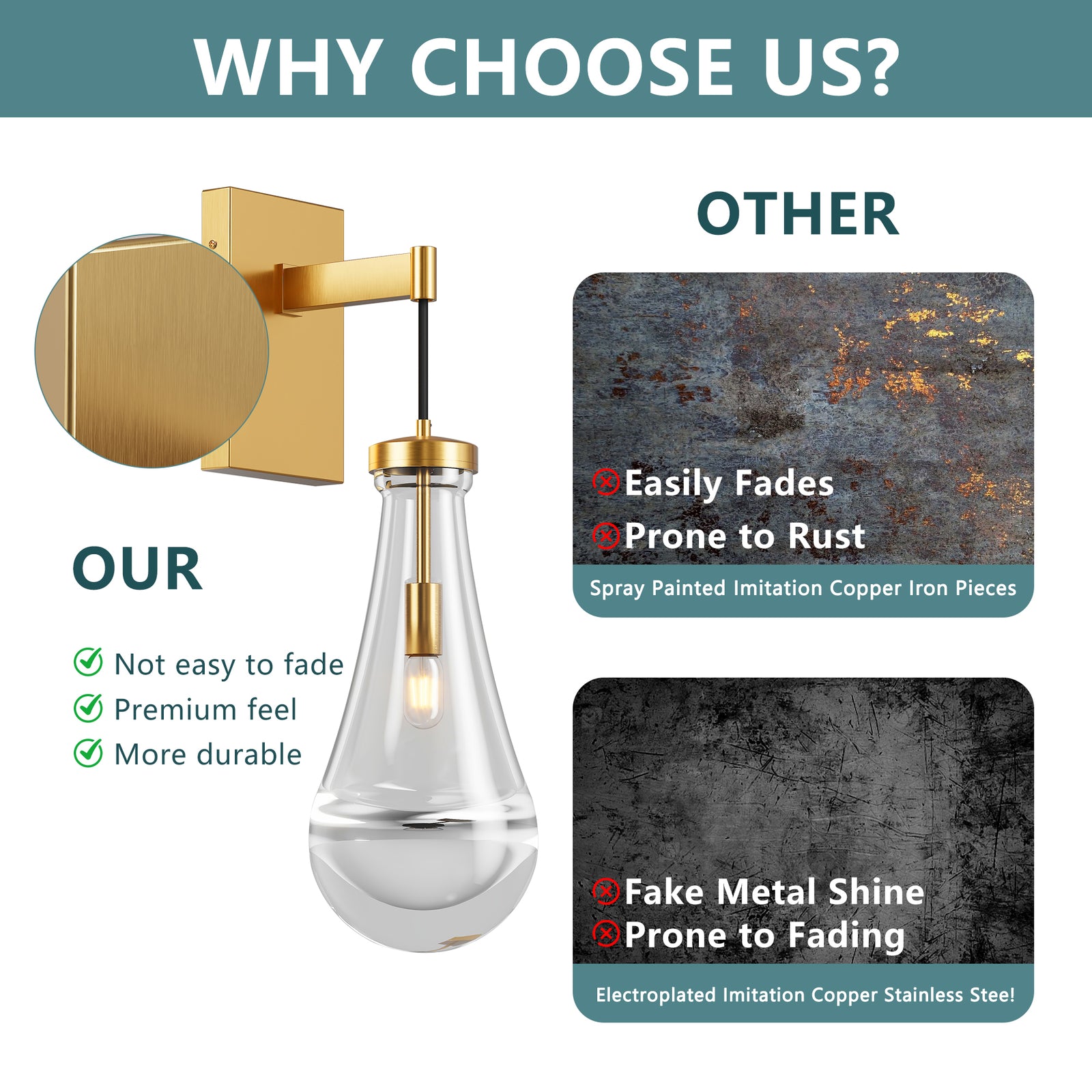 Brass Raindrop Glass Wall Sconces (2-Pack) — Restaurant — view 2