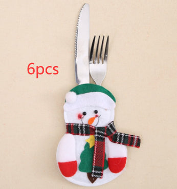 Christmas Decoration Restaurant Hotel Layout Pocket Fork Knife Cutlery Holder Santa Claus Fork Knife Gloves Bag Table Decor — view 9