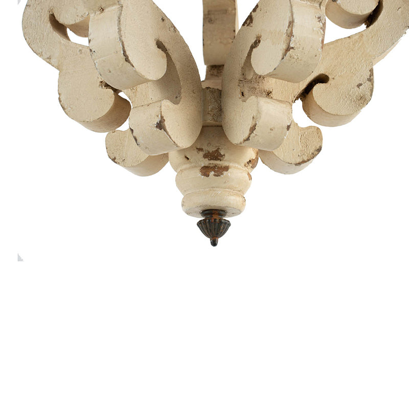 Antique Cream Wood Chandelier — 83-Inch Restaurant Dining Feature — view 3