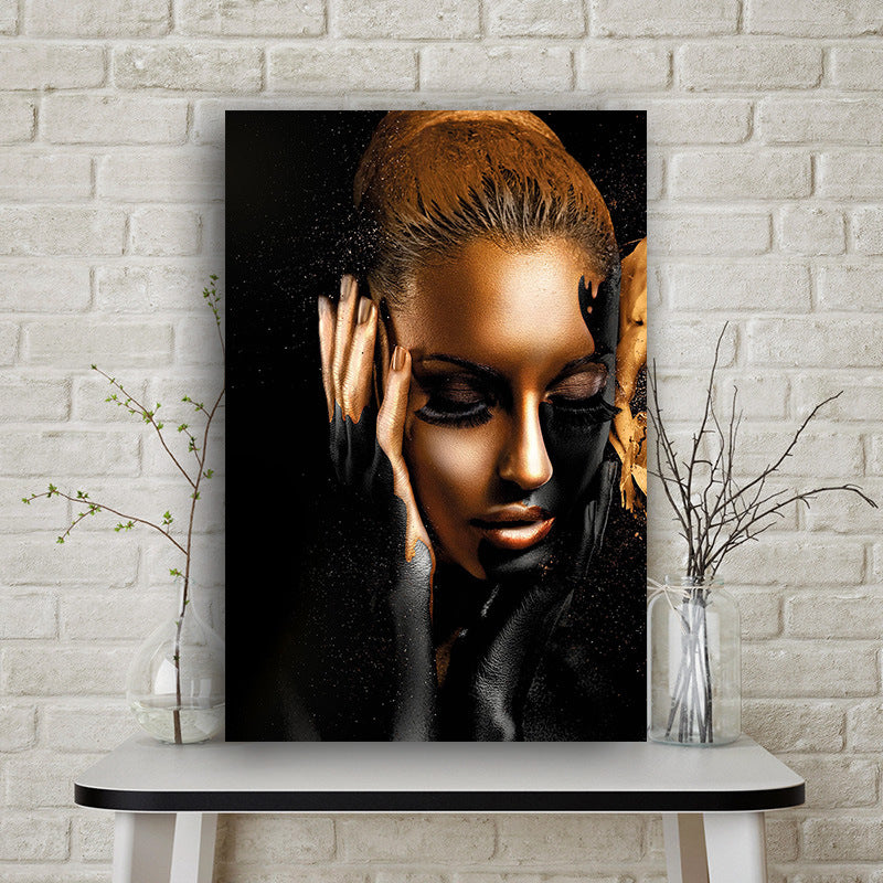 HD Modern Home Single African Woman Frameless Painting Canvas Wall Painting And Mural Decoration Spray Painting Cross-border Supply — view 4