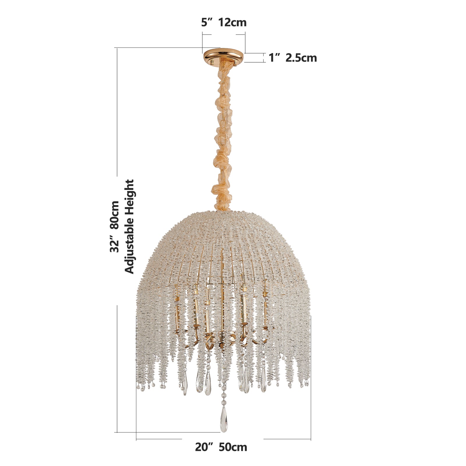 20-Inch Gold 6-Light K9 Crystal Waterfall Chandelier for Restaurant Dining Areas — view 1