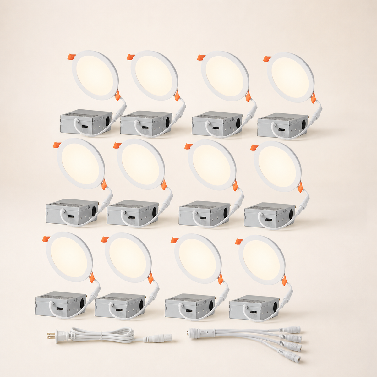 Resto Glow AI product image 2026-08-03 — clean background — 12-Pack 6-Inch 5CCT Recessed LED Lights — Restaurant Ceiling