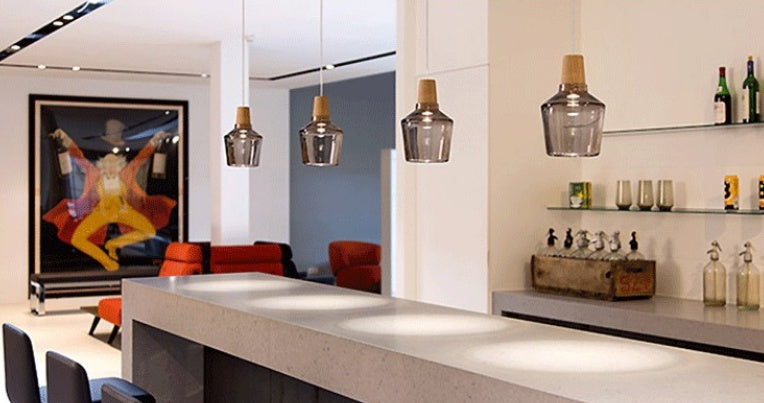 Smoked Glass & Wood Pendant Light for Restaurants and Bars — view 3