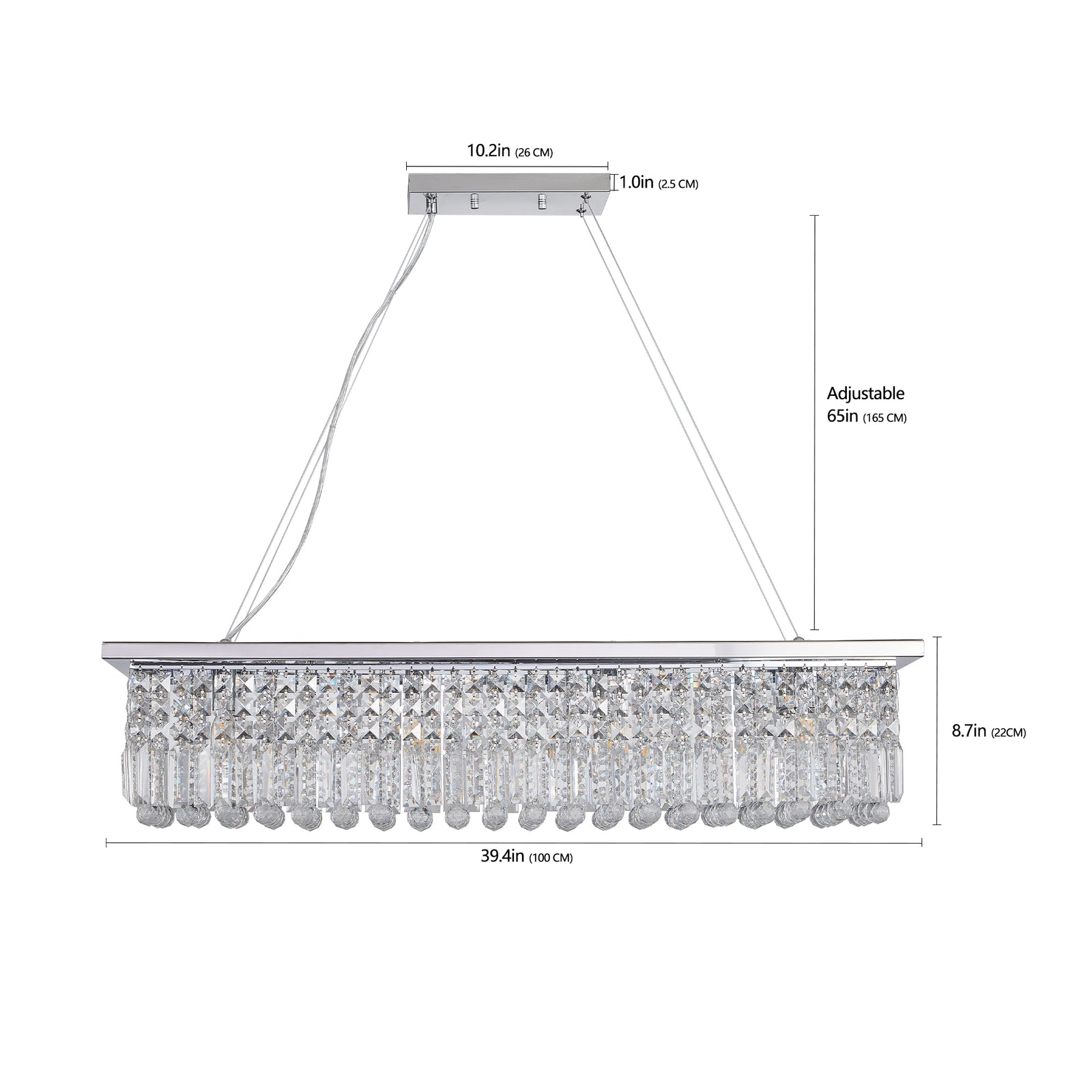 White 8-Light Raindrop Crystal Chandelier for Restaurant Bars and Dining Rooms — view 5