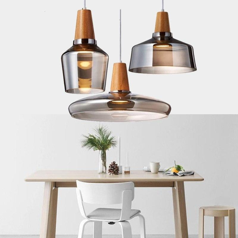 Smoked Glass & Wood Pendant Light for Restaurants and Bars — view 6