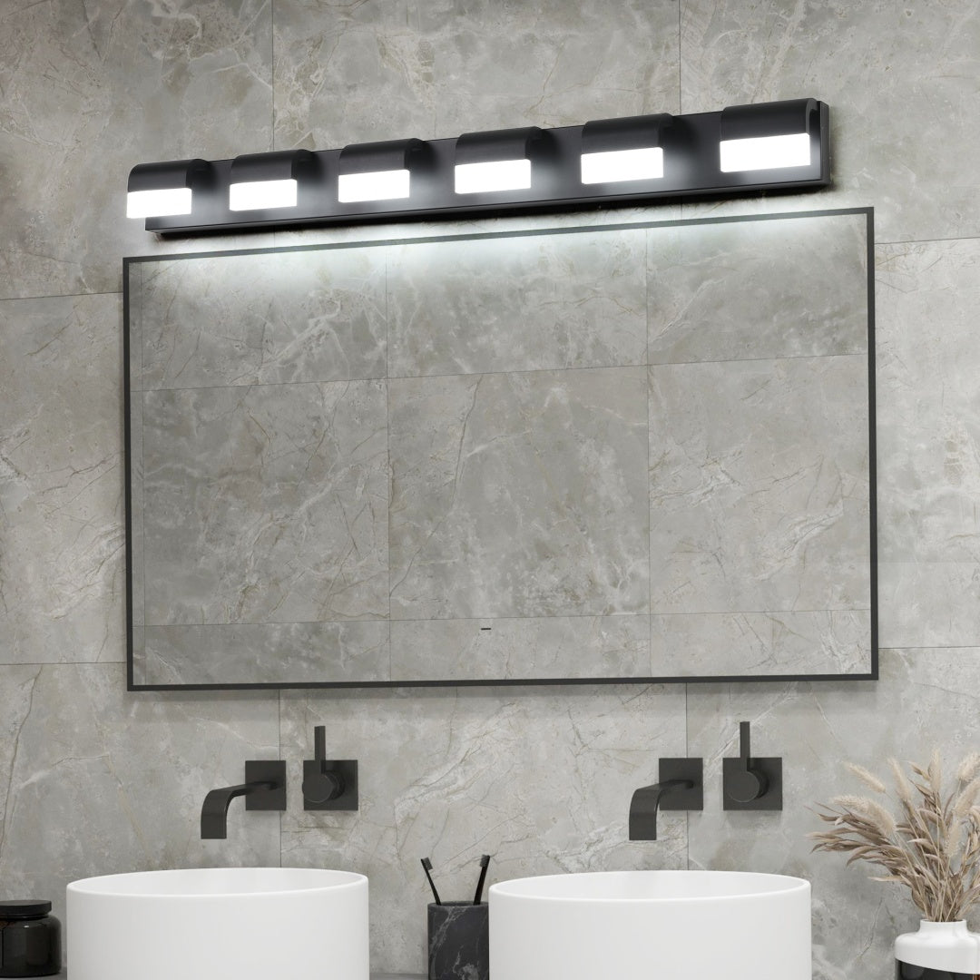 Modern White 6-Light LED Vanity Bar for Restaurant Restrooms and Mirrors — view 1