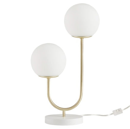 Modern Gold & White Globe Table Lamp — Two-Light Restaurant Accent — view 4