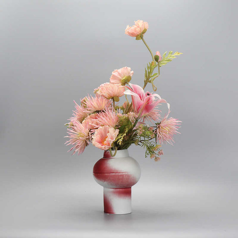 Restaurant-Style Artificial Greenery Mid-Century Floral Table Decor Vase For Dining Tables