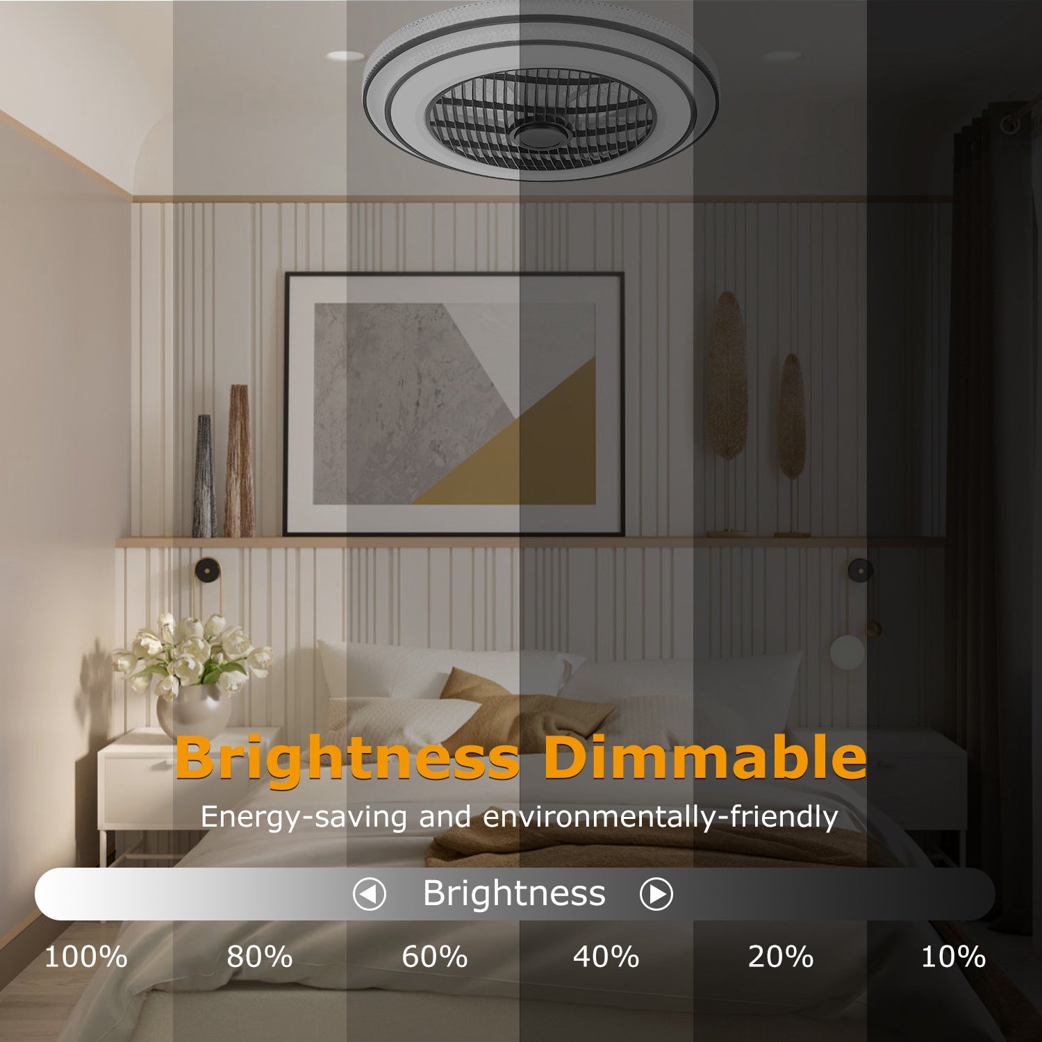 20.5-Inch Black Ceiling Fan with 30W LED — Restaurant Dining — view 6