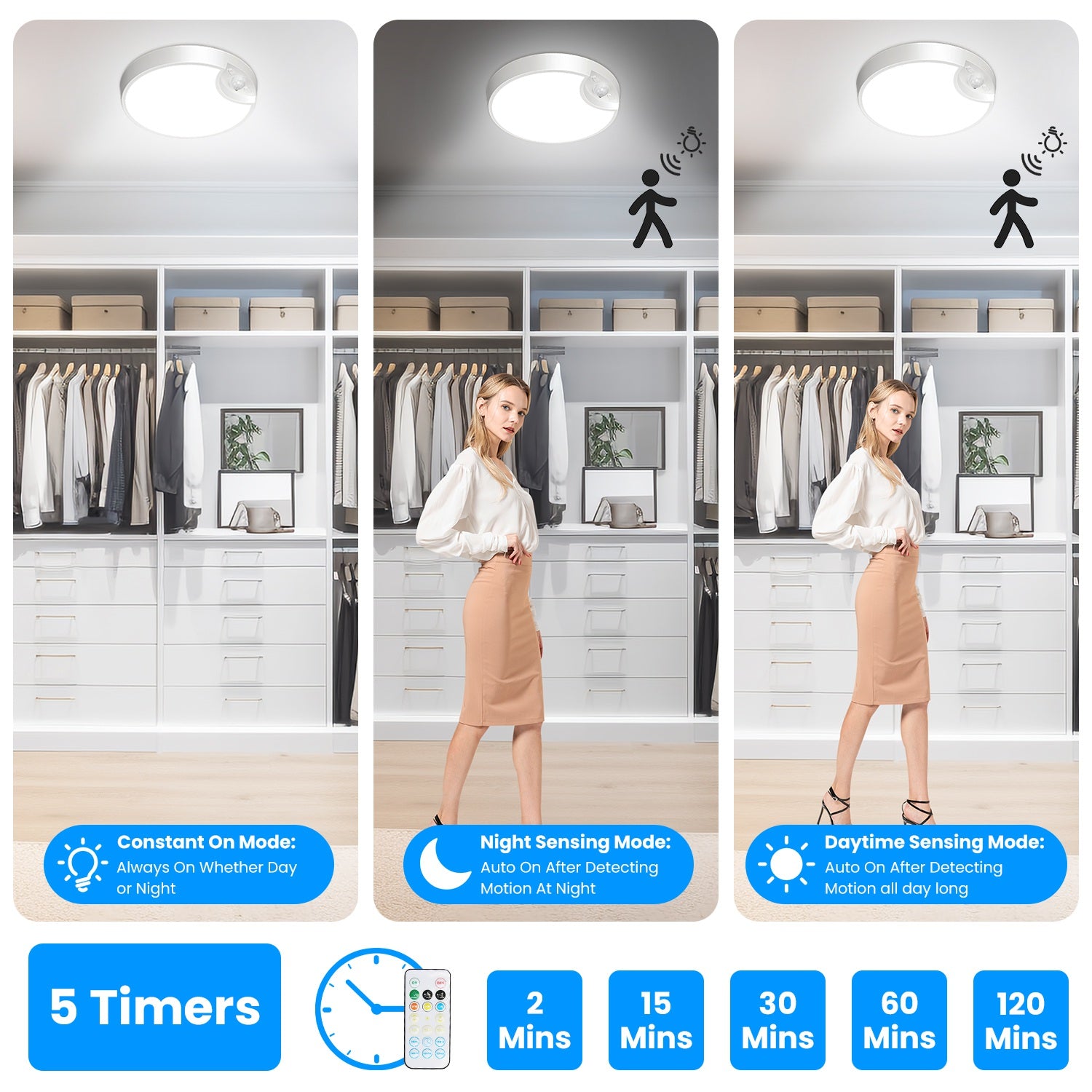 1-Pack Magnetic Flush Ceiling Light — Motion Sensor, 3-Color Dimming — view 5