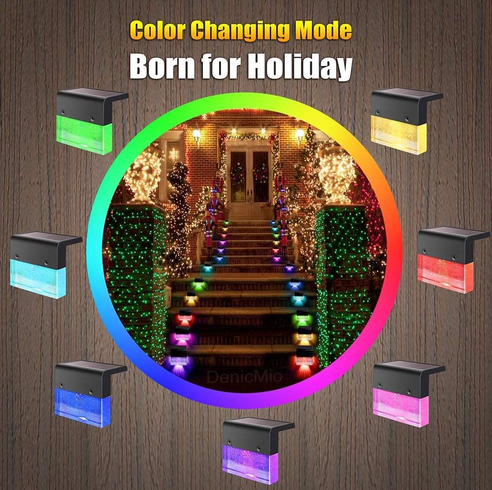 RGB Solar Step & Fence Lights — Restaurant Patio — view 8