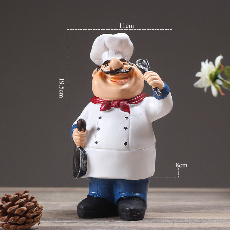 Resin Chef Restaurant Chef Statue Home Kitchen Ornament Figurine Table Decor Welcome — view 4