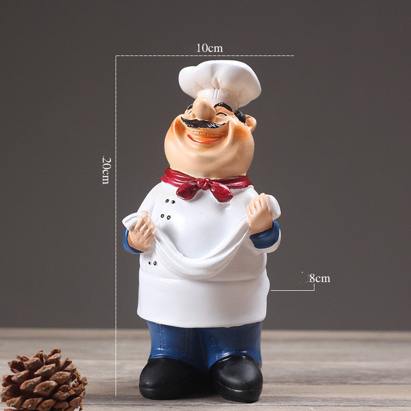 Resin Chef Restaurant Chef Statue Home Kitchen Ornament Figurine Table Decor Welcome — view 3