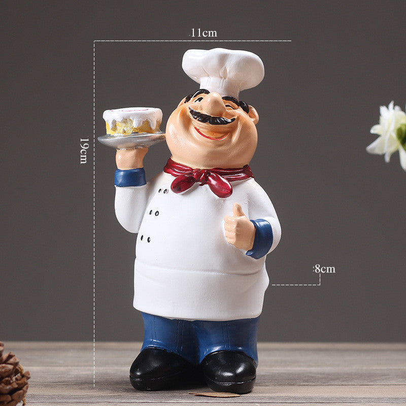 Resin Chef Restaurant Chef Statue Home Kitchen Ornament Figurine Table Decor Welcome — view 6