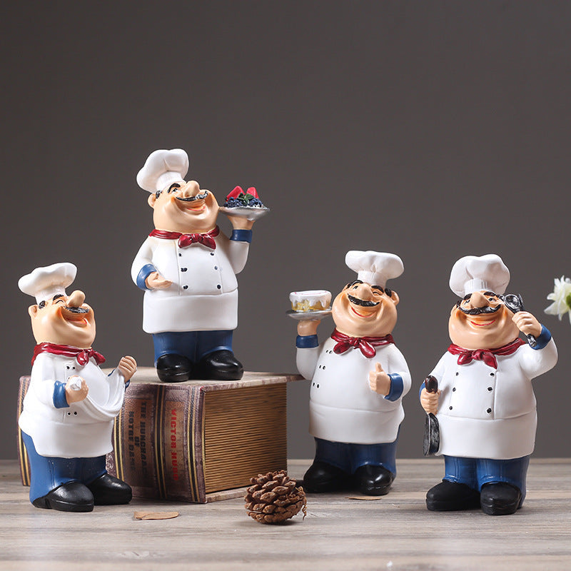 Resin Chef Restaurant Chef Statue Home Kitchen Ornament Figurine Table Decor Welcome — view 5