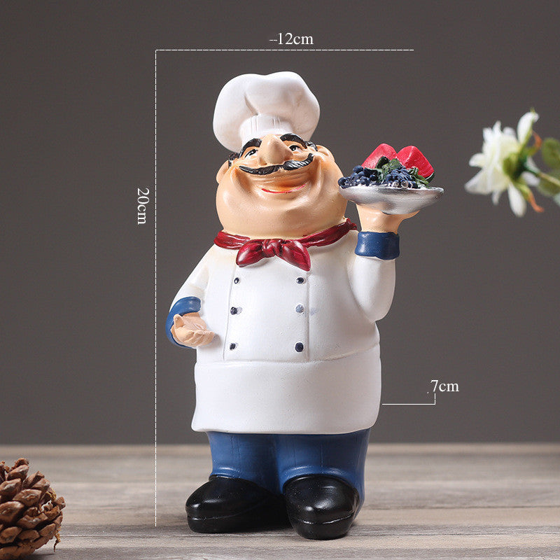 Resin Chef Restaurant Chef Statue Home Kitchen Ornament Figurine Table Decor Welcome — view 2