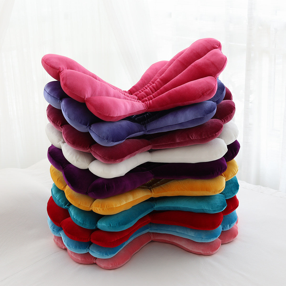 Luxurious Velvet Seal Shell Chair Cushion Unqiue Rose Seat Pillow Upscale Restaurant Chair Decor Girly Room Decorations — view 2