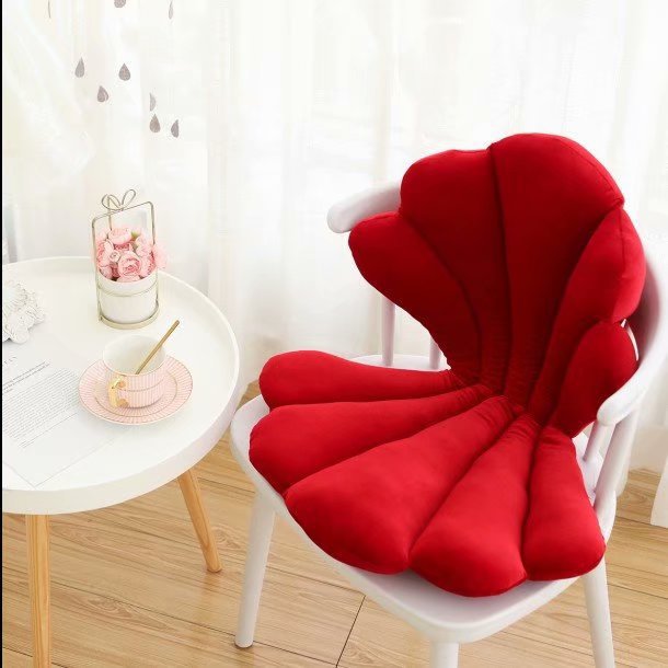 Luxurious Velvet Seal Shell Chair Cushion Unqiue Rose Seat Pillow Upscale Restaurant Chair Decor Girly Room Decorations — view 4