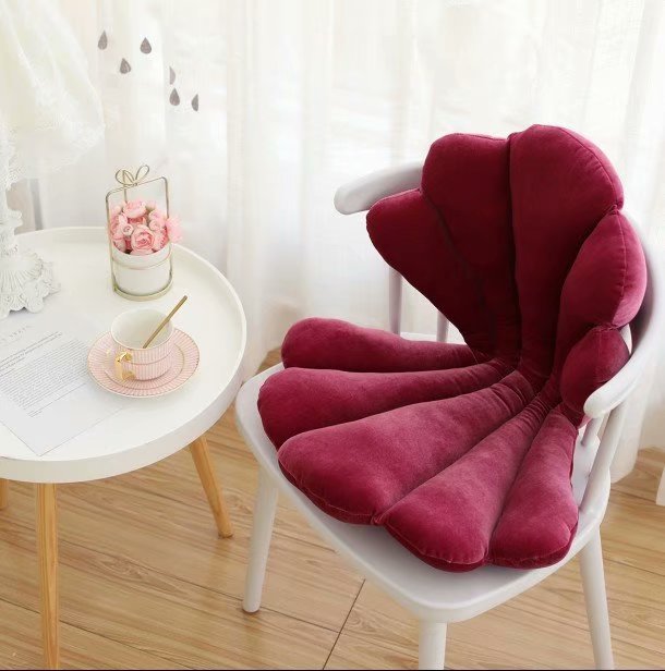 Luxurious Velvet Seal Shell Chair Cushion Unqiue Rose Seat Pillow Upscale Restaurant Chair Decor Girly Room Decorations — view 6