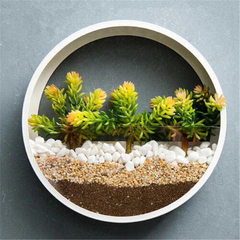 Round Iron Wall Vase Home Living Room Restaurant Hanging Basket Flower Pot Wall Decor Succulent Plant Planters Art Glass Vases — view 3