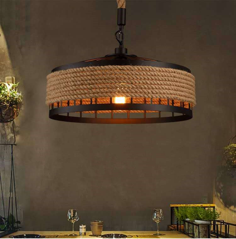 Rustic Hemp Rope Pendant Light for Restaurants and Cafés — view 9
