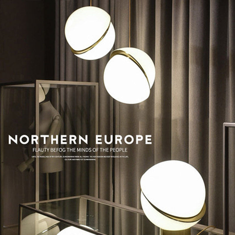 Nordic Modern Pendant Lights For Dining Room Bedroom Restaurant Decor Hotel Golden LED Hanging Lamp Fixture White Ball Lampshade — view 1