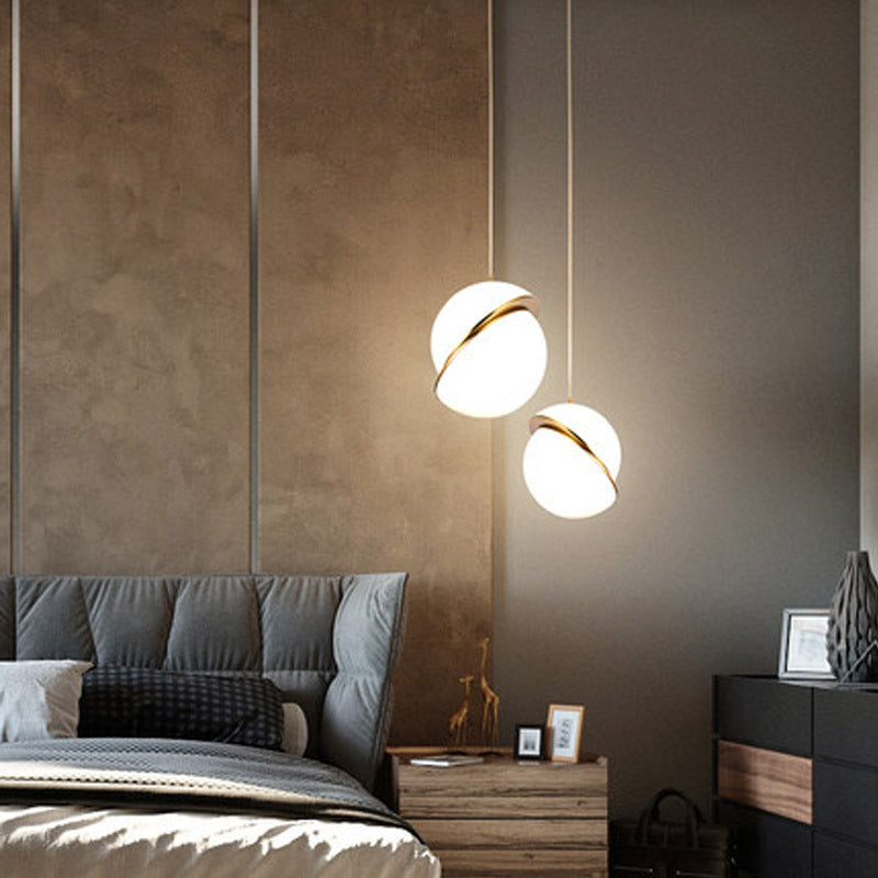 Nordic Modern Pendant Lights For Dining Room Bedroom Restaurant Decor Hotel Golden LED Hanging Lamp Fixture White Ball Lampshade — view 2