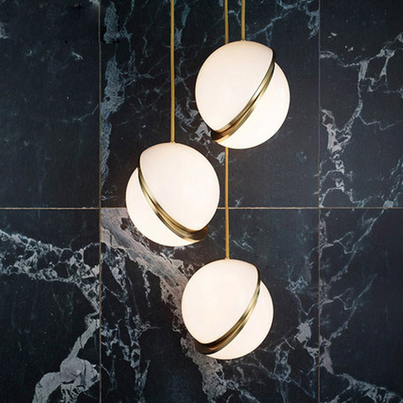 Nordic Modern Pendant Lights For Dining Room Bedroom Restaurant Decor Hotel Golden LED Hanging Lamp Fixture White Ball Lampshade — view 4