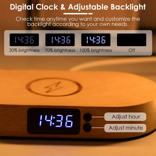 Table Lamp with Wireless Charging & Clock — Restaurant Host Stand Accent — view 4