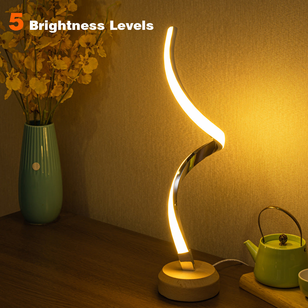 LED Spiral Table Lamp Modern Curved Desk Bedside Lamp Dimmable Warm White Night Light For Living Room And Bedroom — view 3