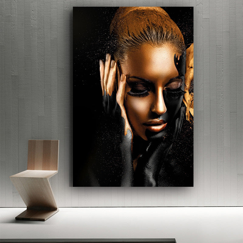 HD Modern Home Single African Woman Frameless Painting Canvas Wall Painting And Mural Decoration Spray Painting Cross-border Supply — view 1