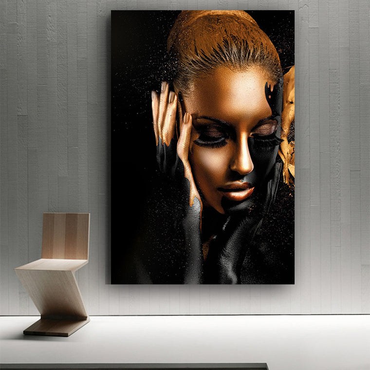 African Woman Frameless Restaurant Canvas Art