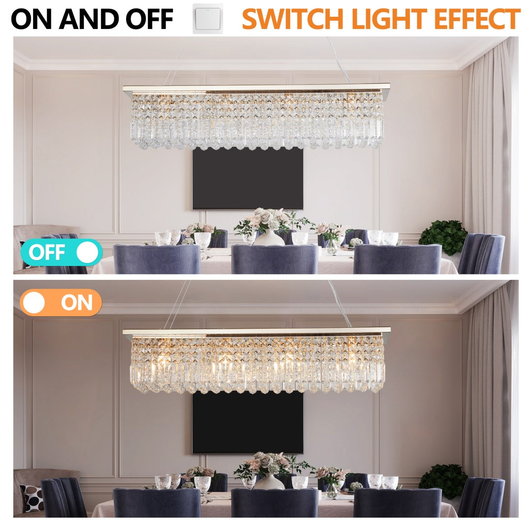 Elegant Gold Cascading Crystal Rectangle Pendant for Restaurant Dining Tables, Bar Counters, and Upscale Hospitality Interiors — view 2
